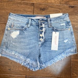 Just USA Button Down Fray Hem Short